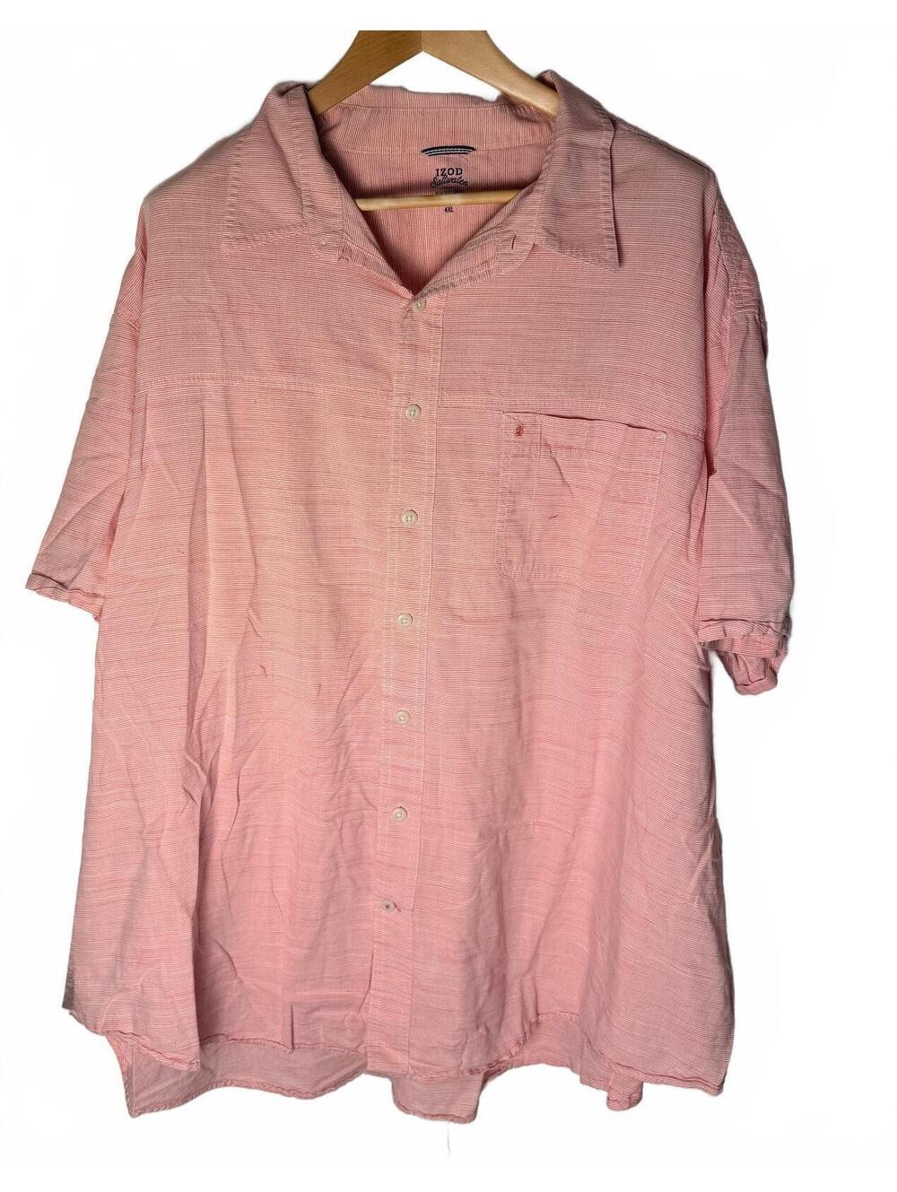 IZOD Saltwater Relaxed Classics Men's 4XL Pink Button-Up Shj - Picture 4 of 6